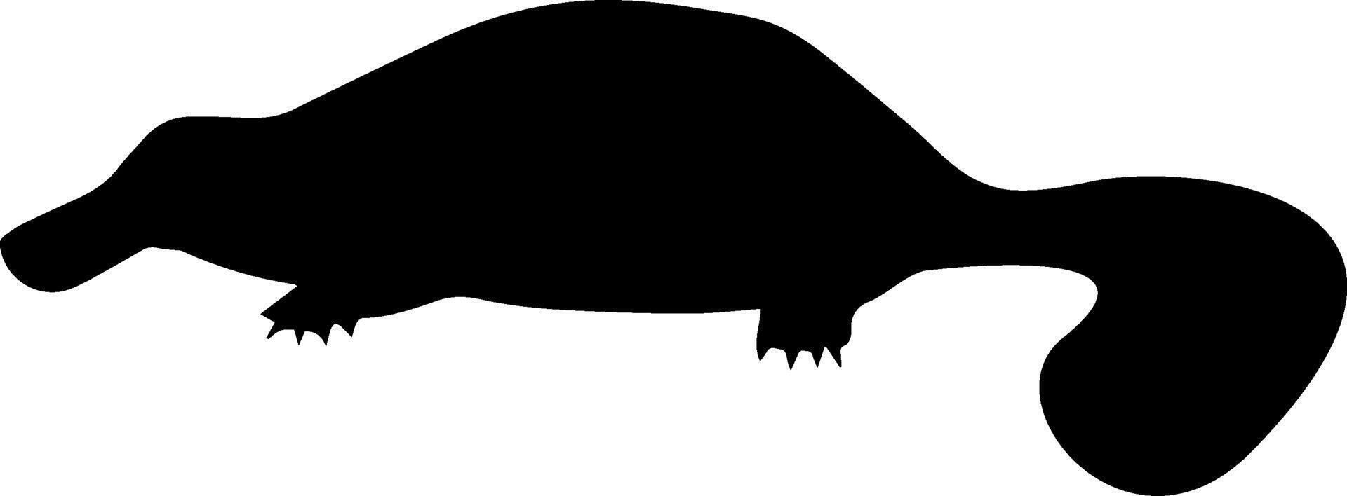 A black and white silhouette of a platypus vector