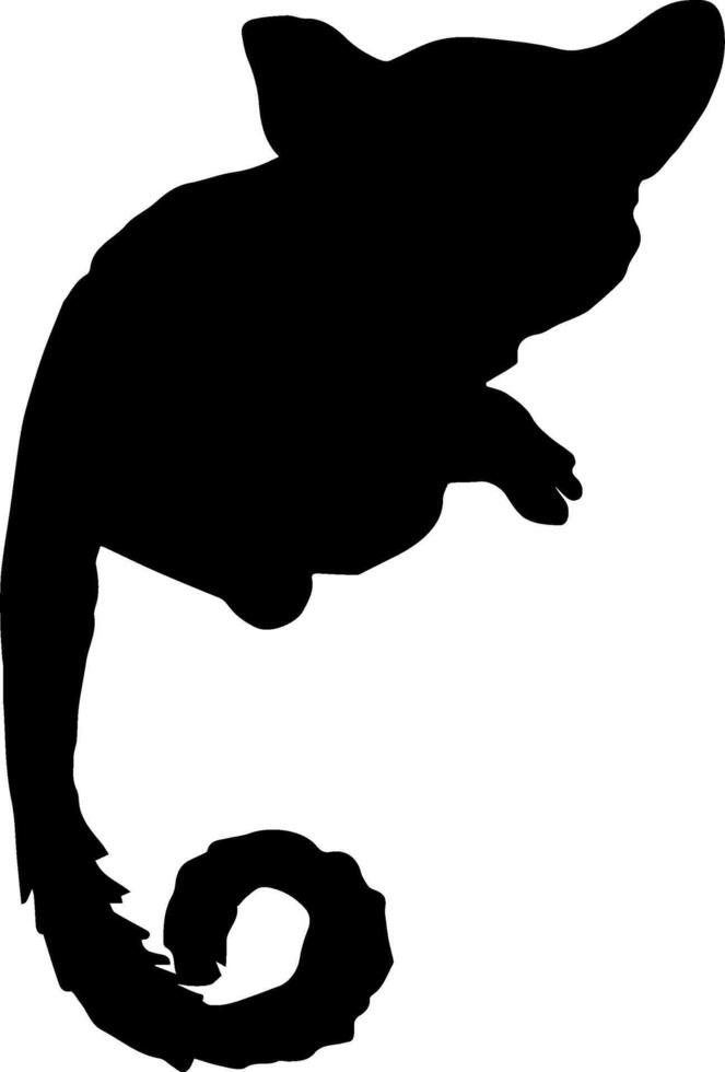 A black and white silhouette of a chameleon vector