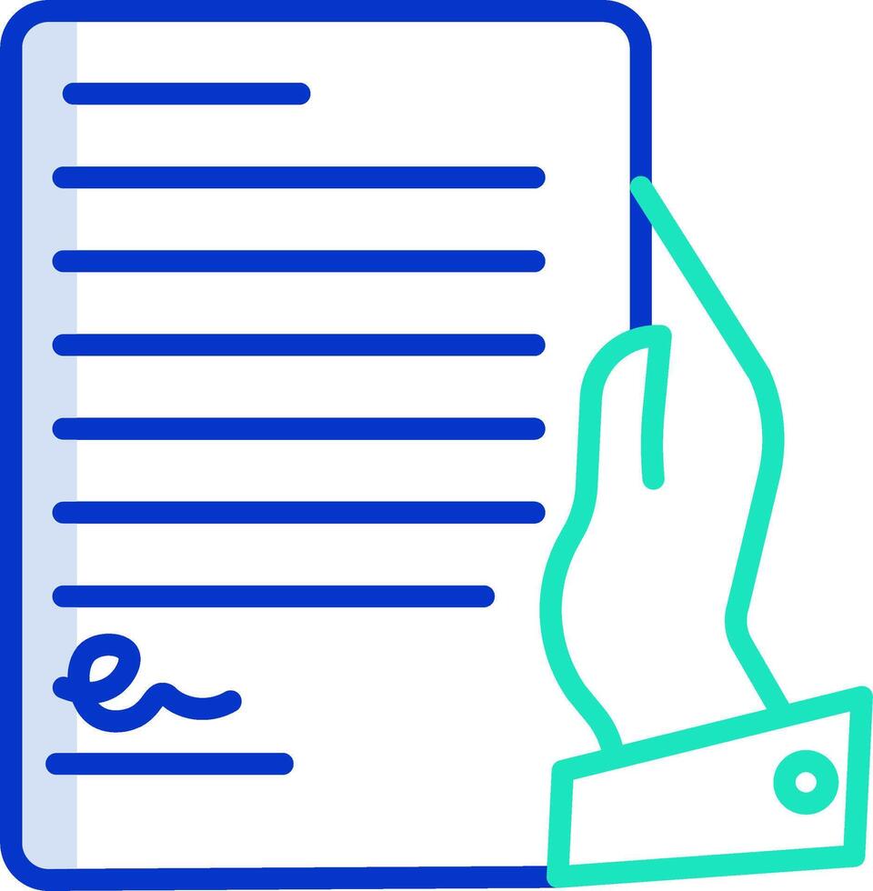 A hand holding a pen and signing a document vector