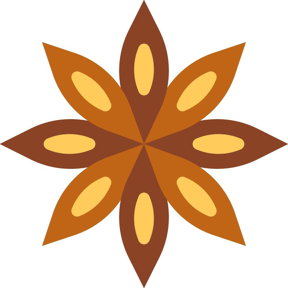 A brown and yellow flower with five petals vector
