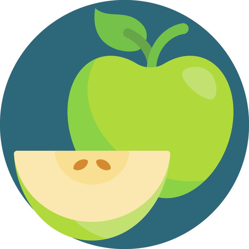 A green apple and a slice of apple vector