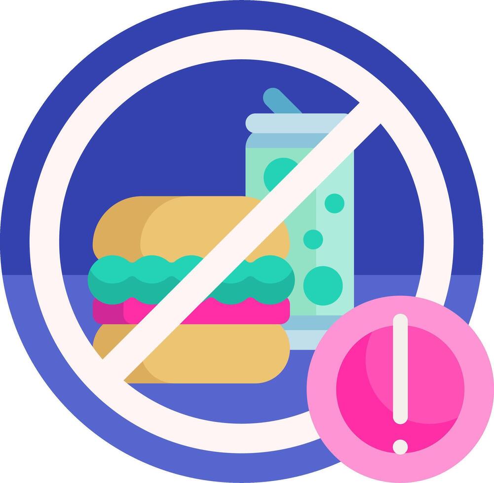 A no food sign with a hamburger and drink vector