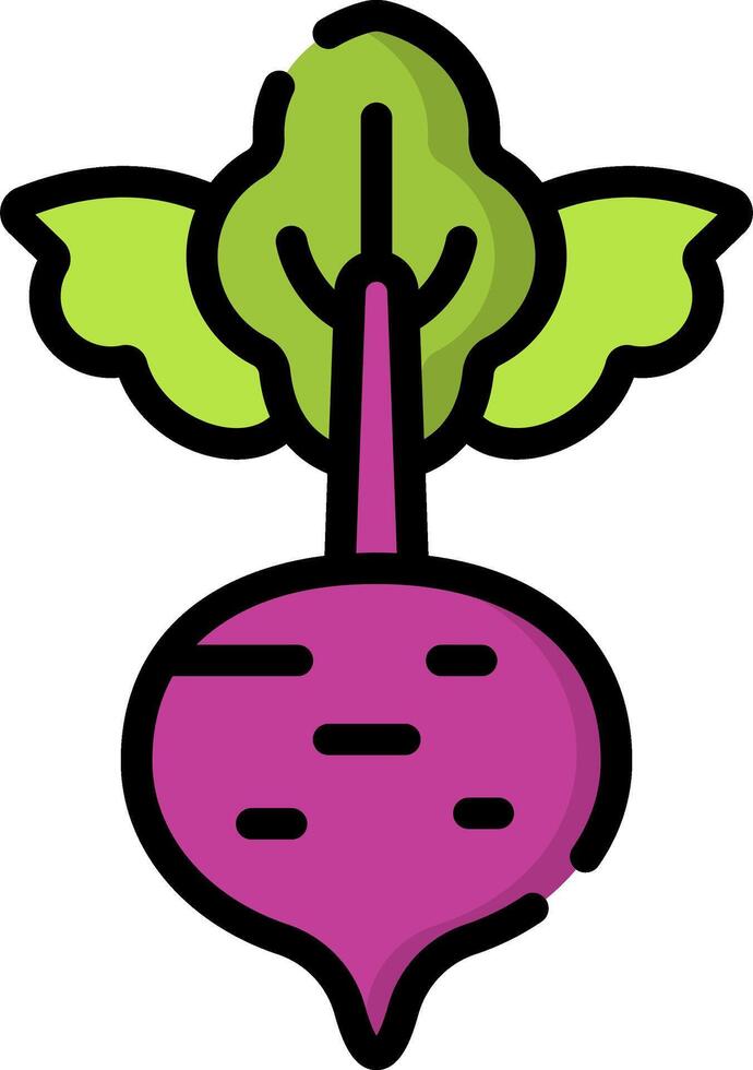 A purple beet with green leaves on it vector