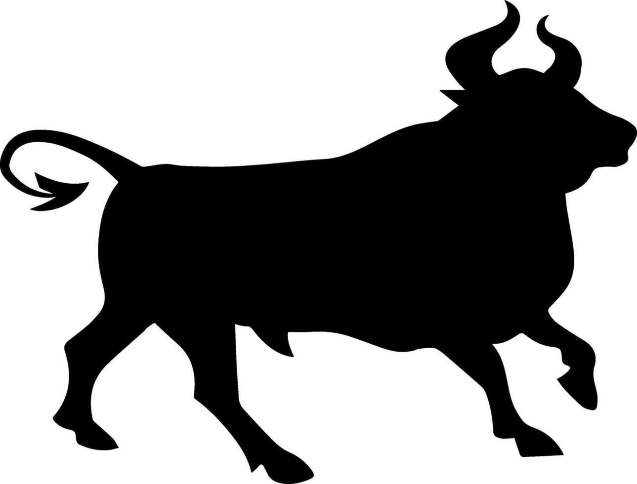 A black and white silhouette of a bull vector