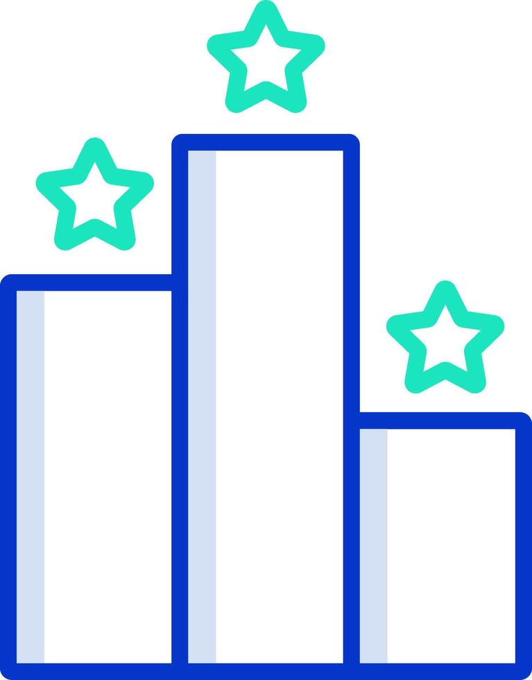 A blue and white bar chart with three stars on it vector