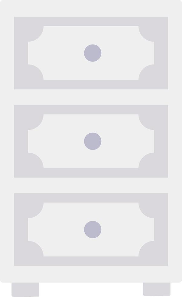 A white chest of drawers with three drawers vector