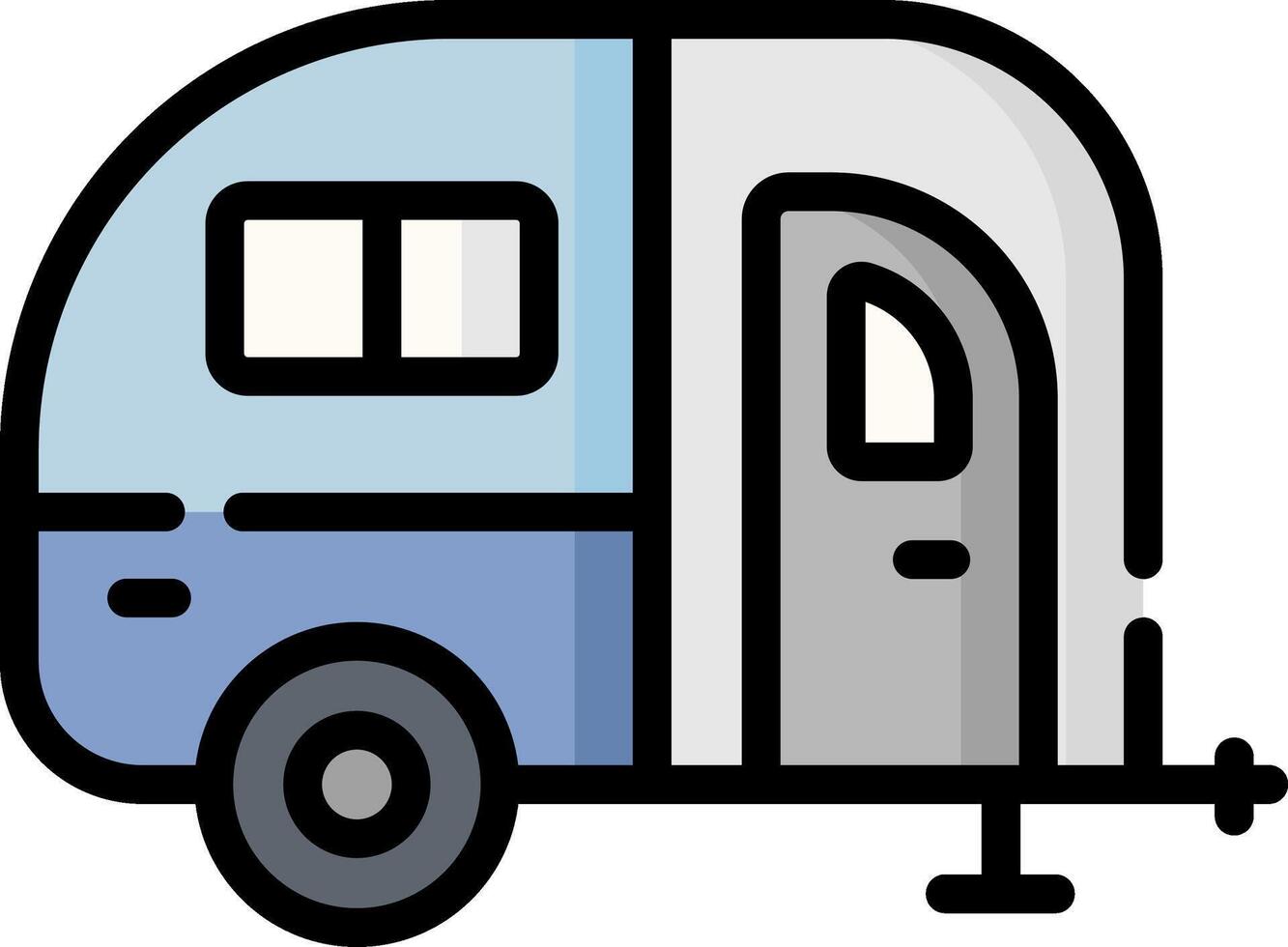 An rv trailer with a blue door and window vector
