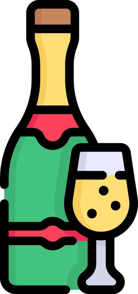 A bottle of wine and a glass of wine vector