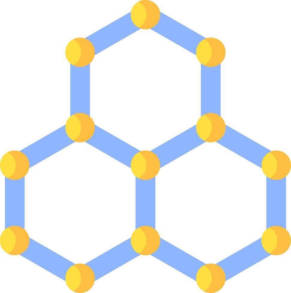 A hexagonal structure with blue and yellow balls vector