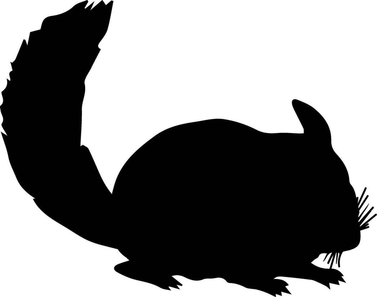A black and white silhouette of a squirrel vector