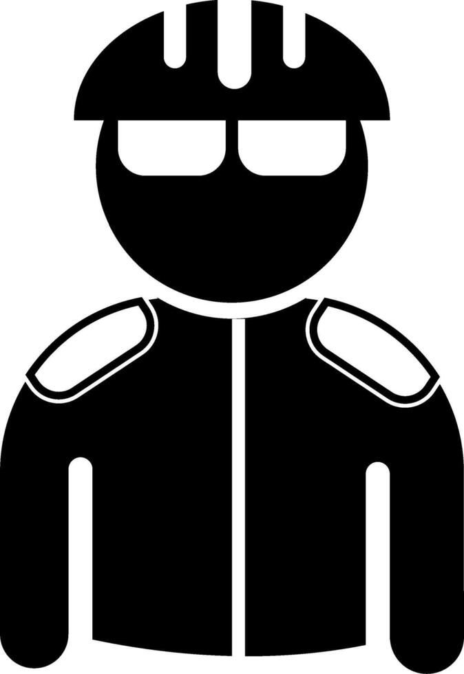 A black and white silhouette of a man wearing a helmet vector