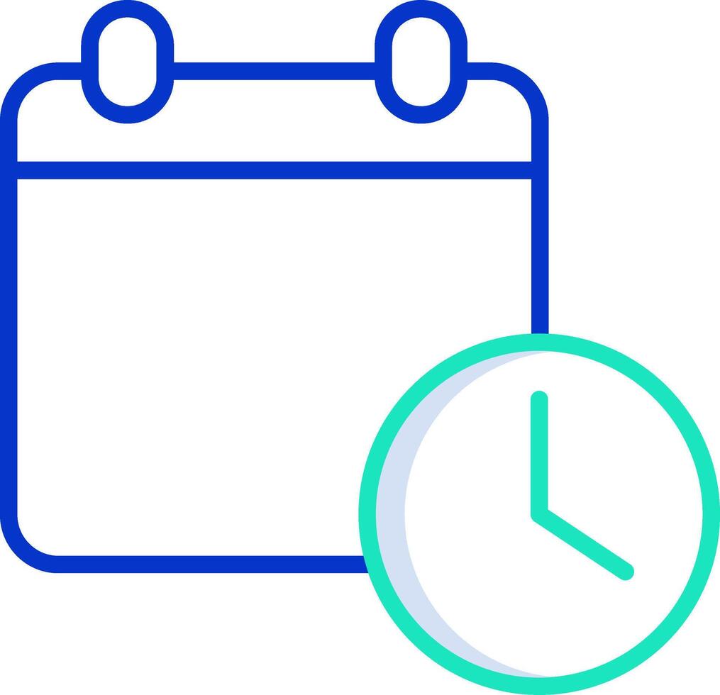 A calendar and clock icon on a white background vector