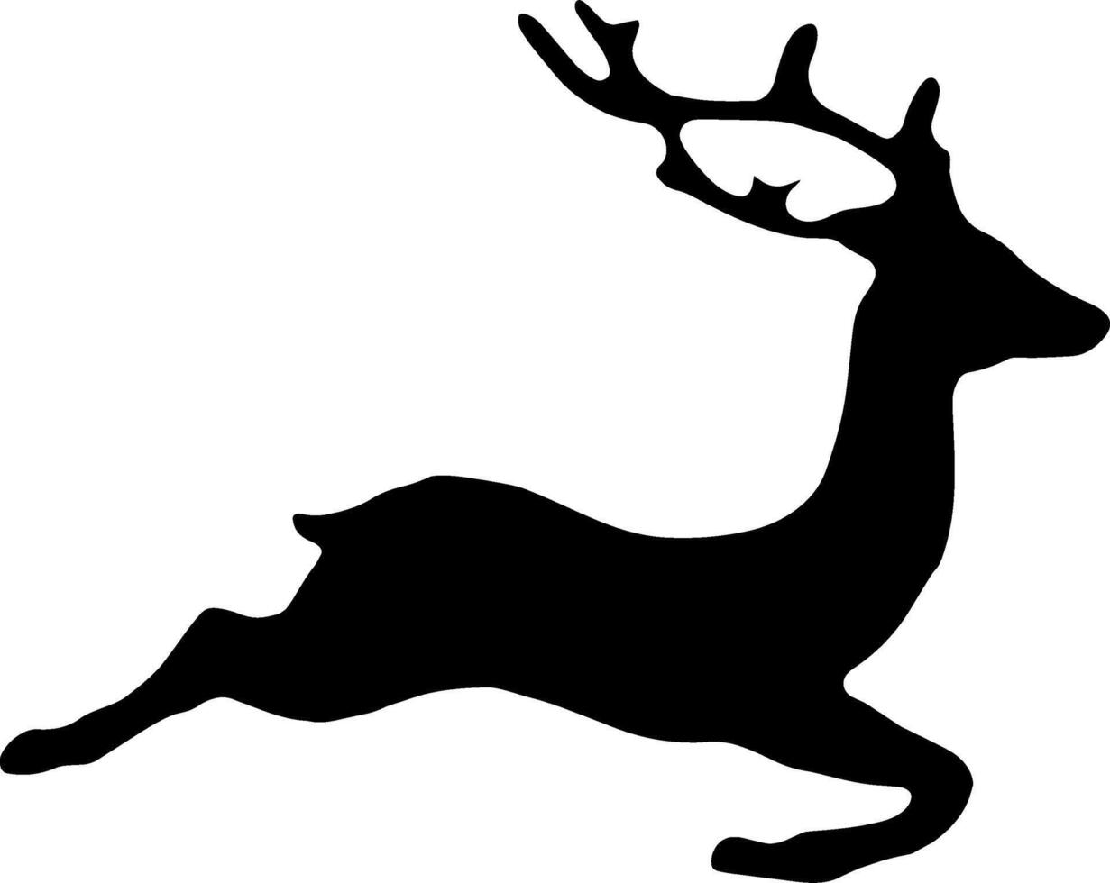 A black silhouette of a deer jumping vector