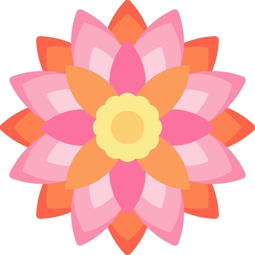 A pink and orange flower with a yellow center vector