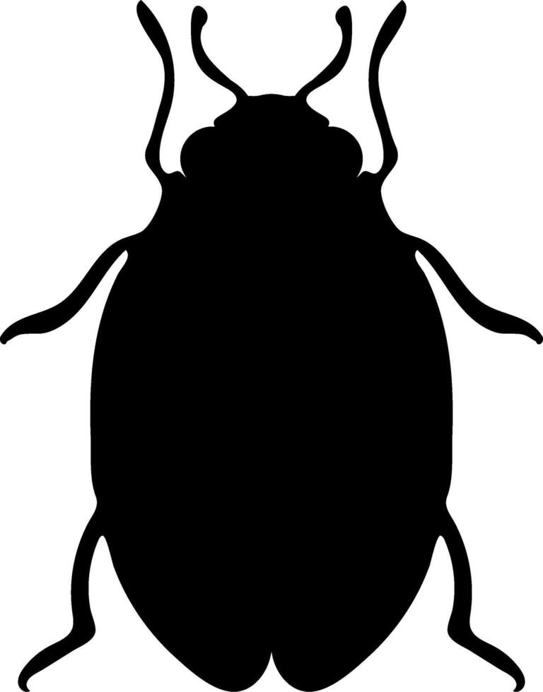 A black and white silhouette of a bug vector