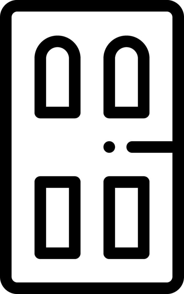A black and white icon of a door vector