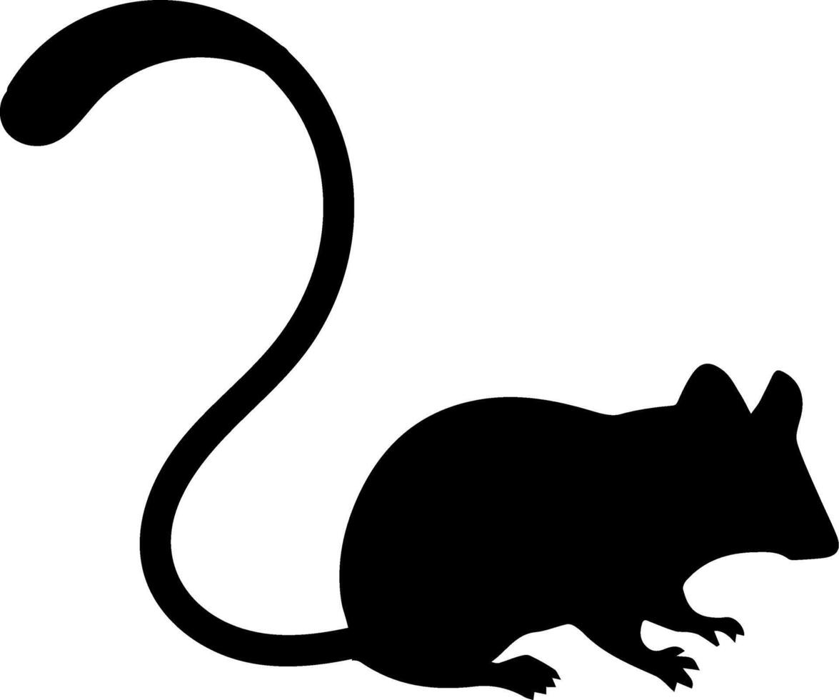 A black silhouette of a mouse on a white background vector