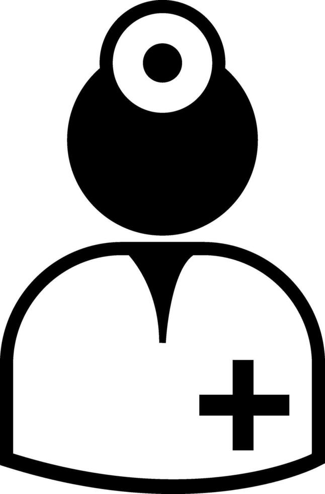 A black and white icon of a doctor vector