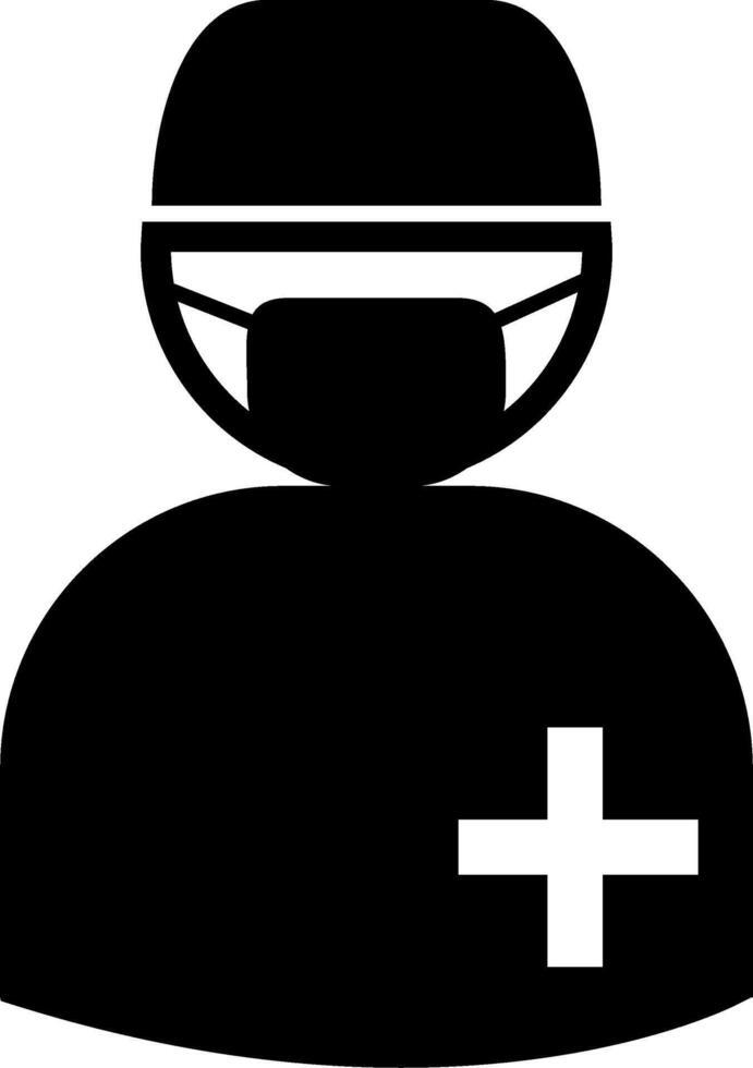 A black and white silhouette of a man in a medical mask vector