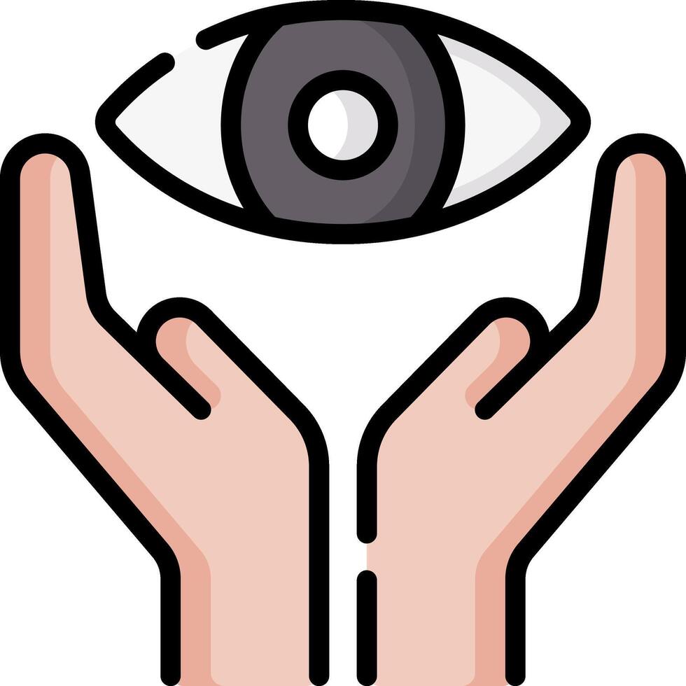 Two hands holding an eye icon vector