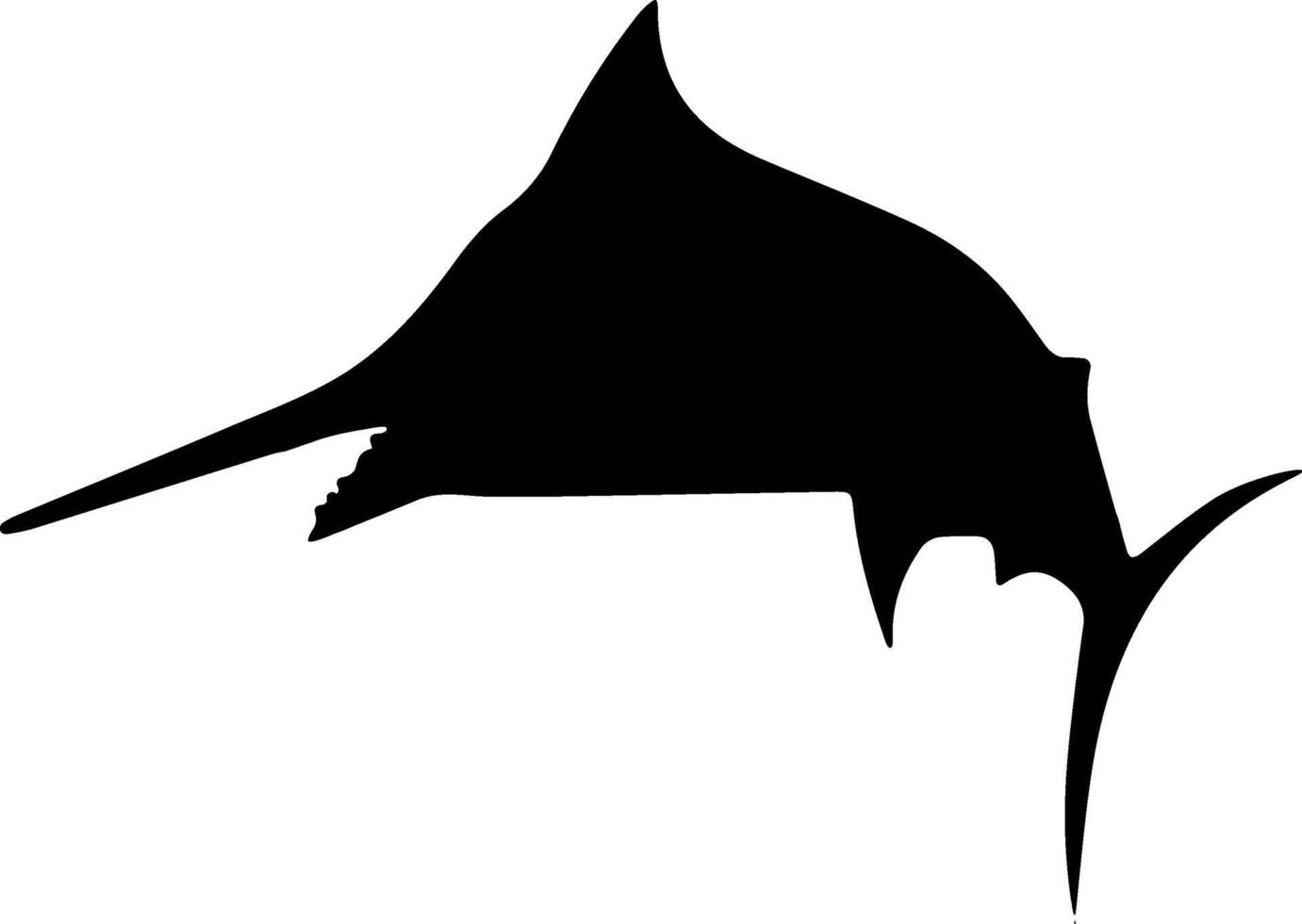A black and white silhouette of a marlin fish vector