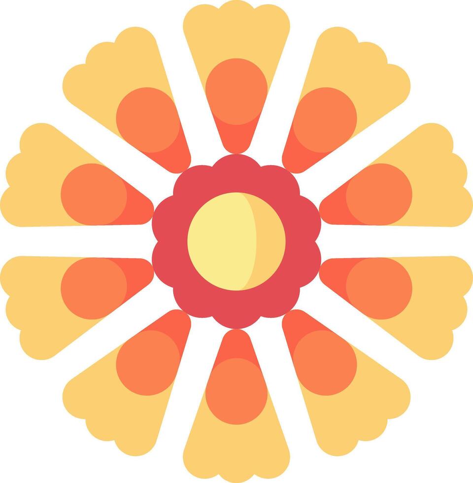 A flower with yellow and orange petals vector