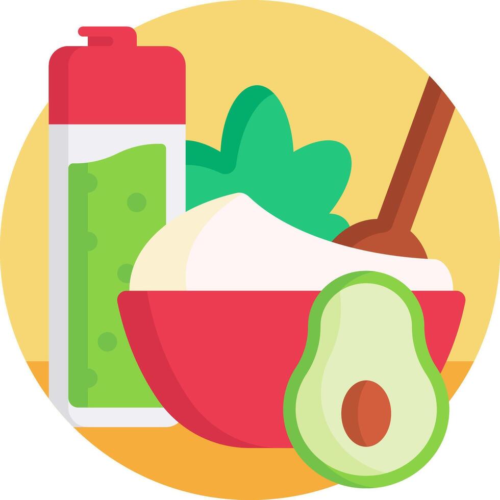 Avocado oil, avocado, and a spoon vector