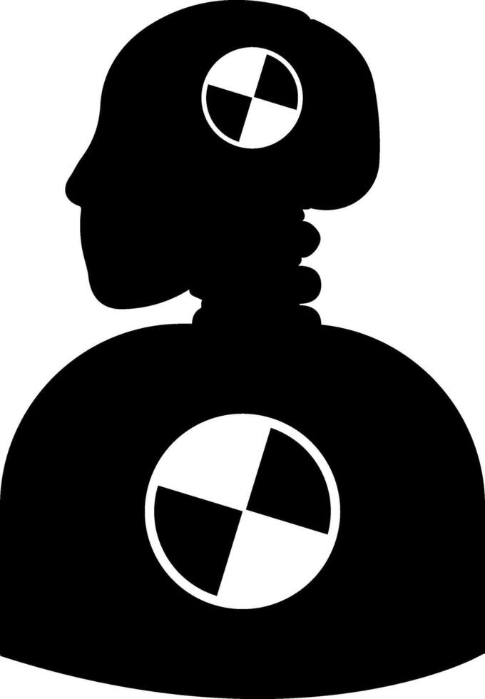 A silhouette of a man with a radiation symbol on his head vector