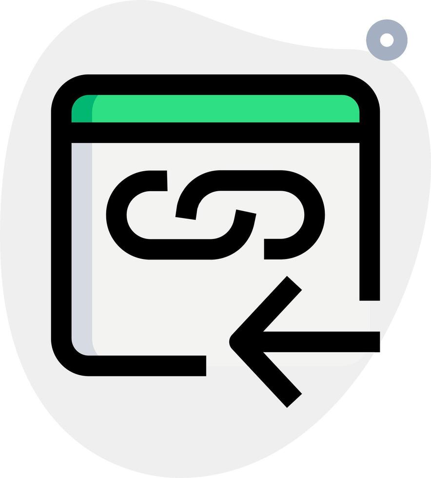 A green arrow pointing to a website icon vector