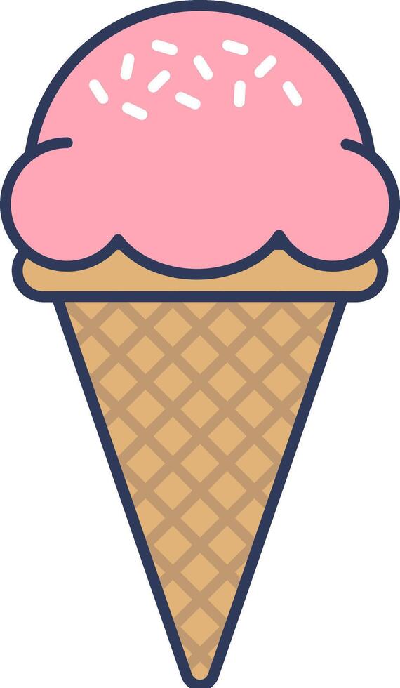 Ice cream cone with pink icing on top vector