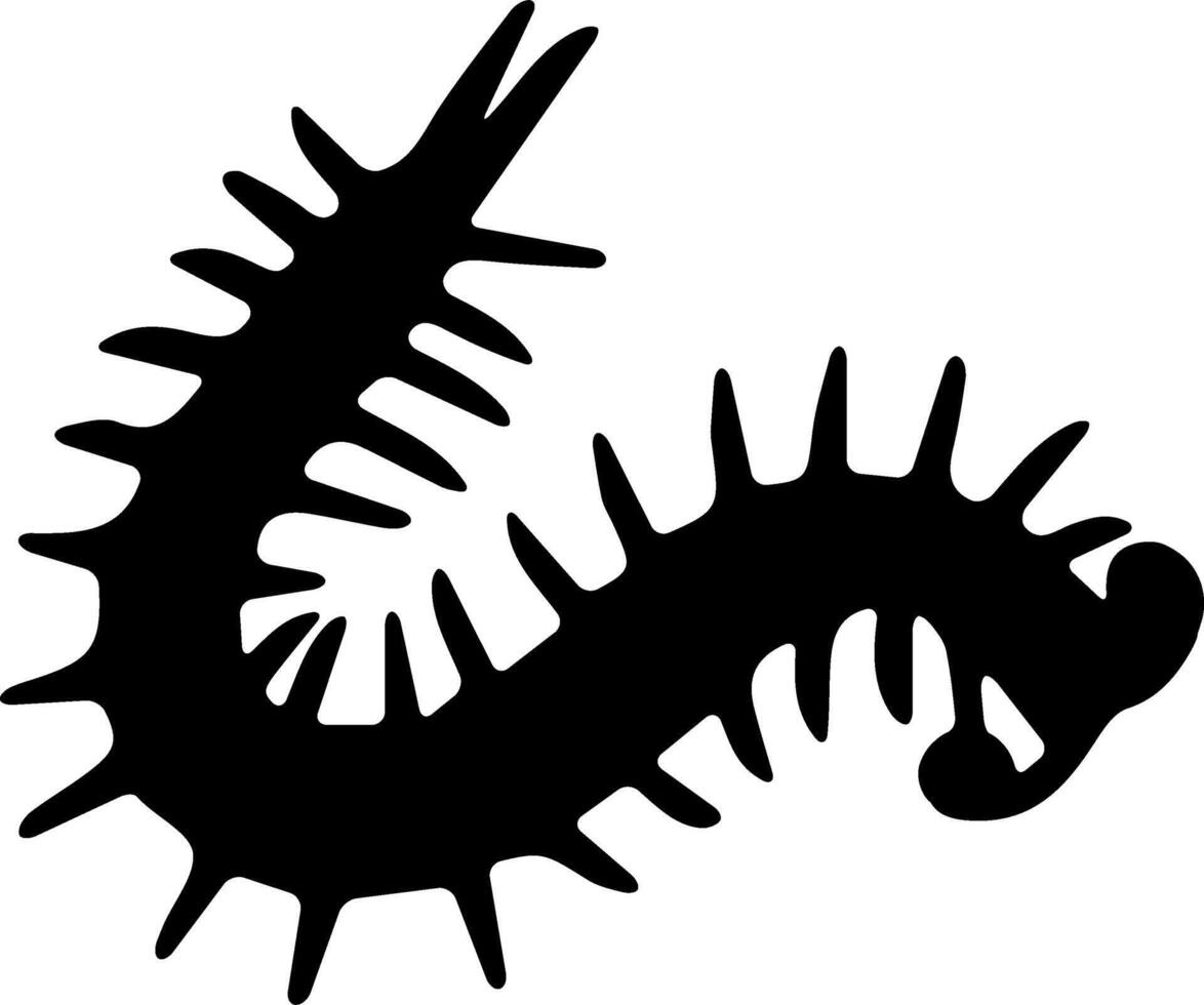 A black and white silhouette of a worm vector