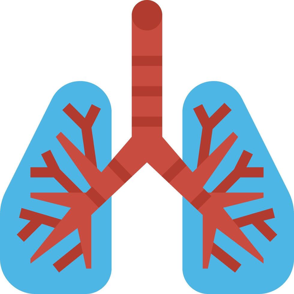 Lungs with a blue and red outline vector