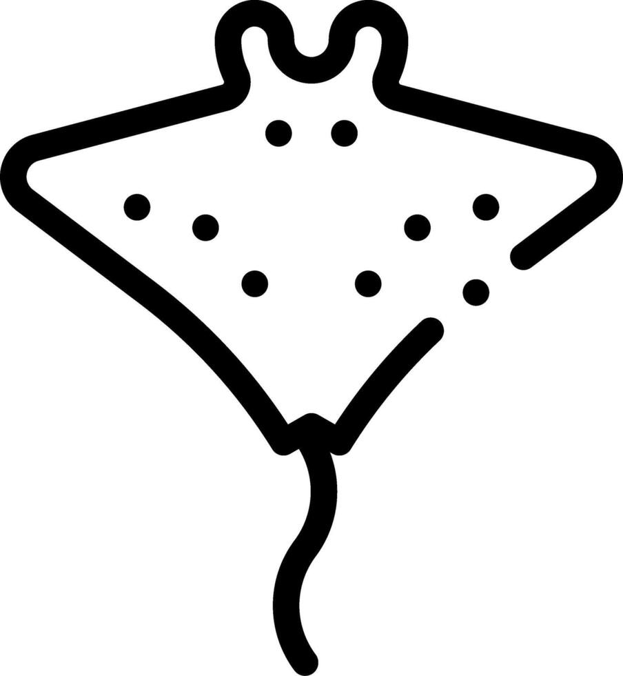 A black and white outline of a stingray vector