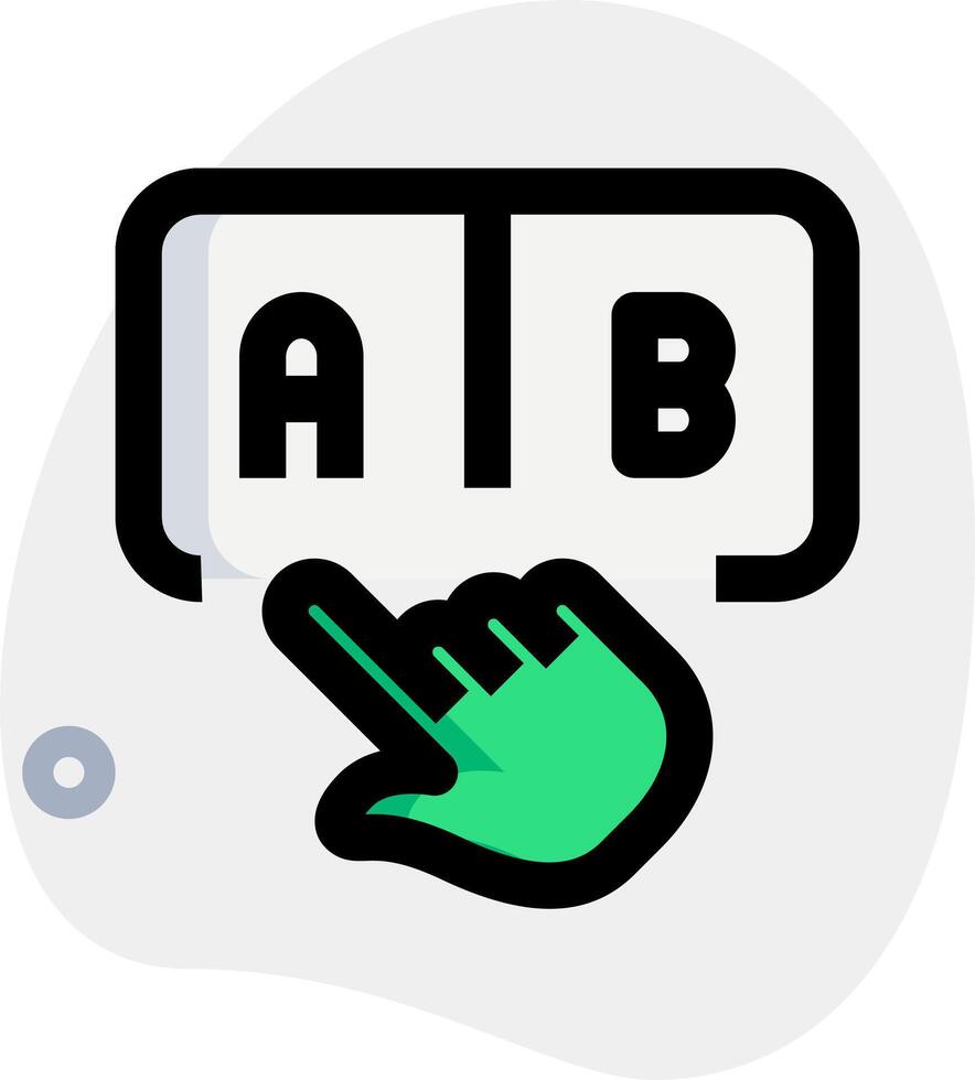 A hand is touching a button with the word abc vector