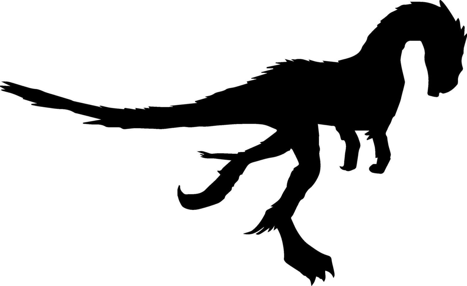 A silhouette of a dinosaur running on its hind legs vector