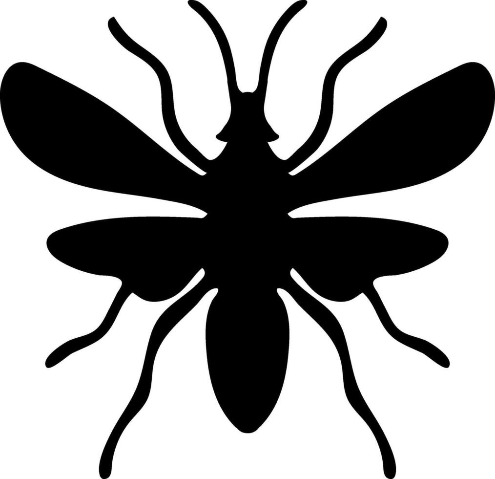 A black and white silhouette of a mosquito vector