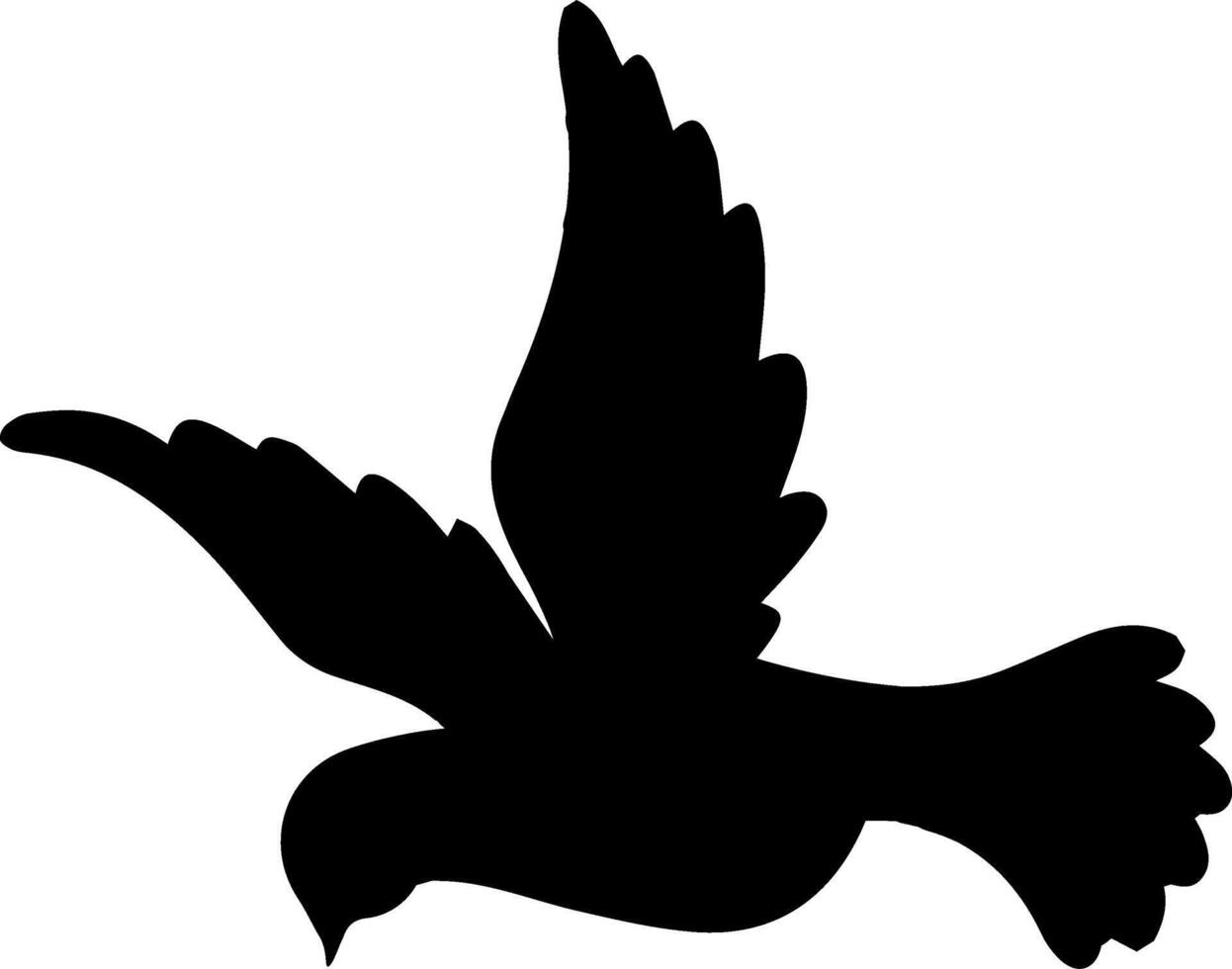 A black and white silhouette of a bird flying vector