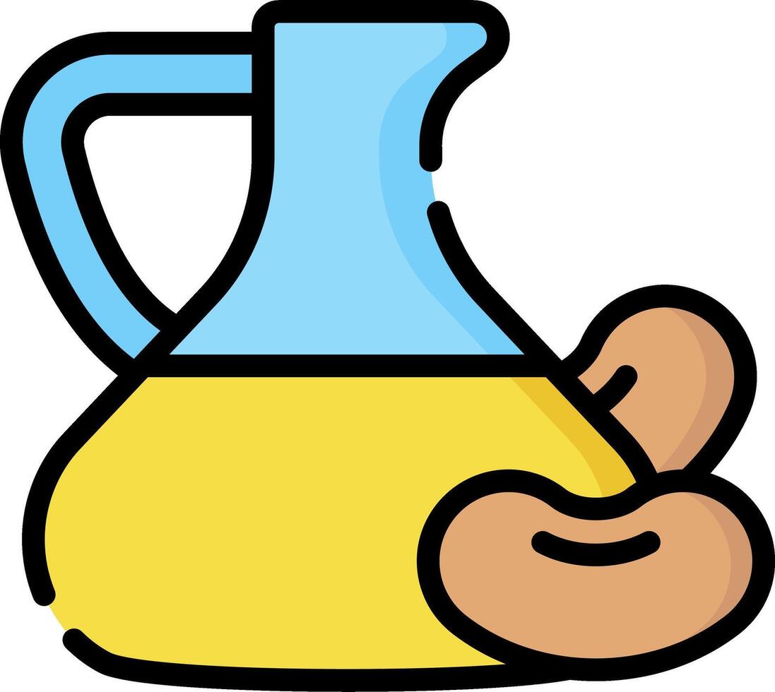 A jug of oil and nuts on a white background vector