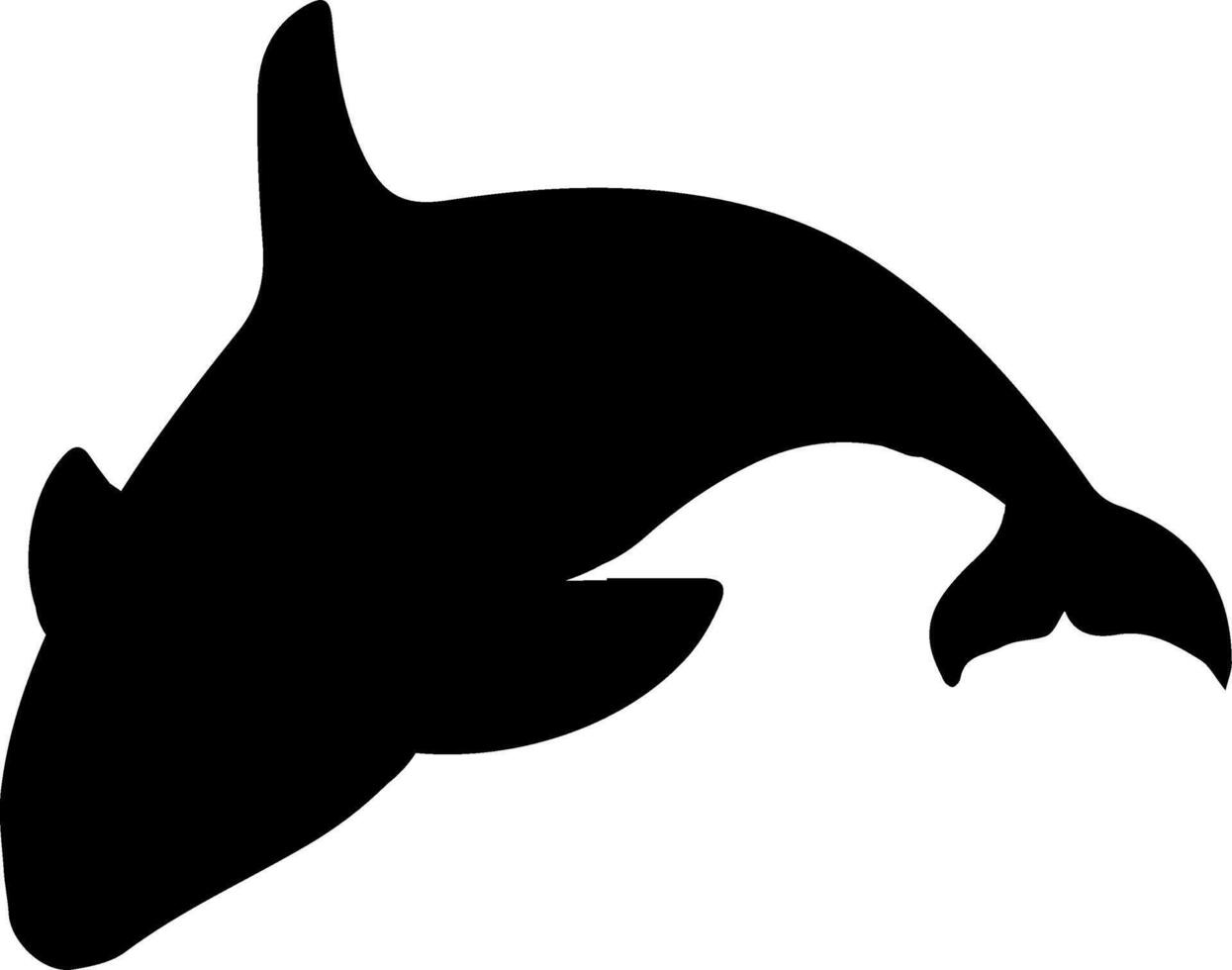 A black and white silhouette of a dolphin vector