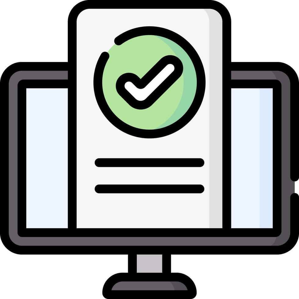 A computer monitor with a check mark on it vector