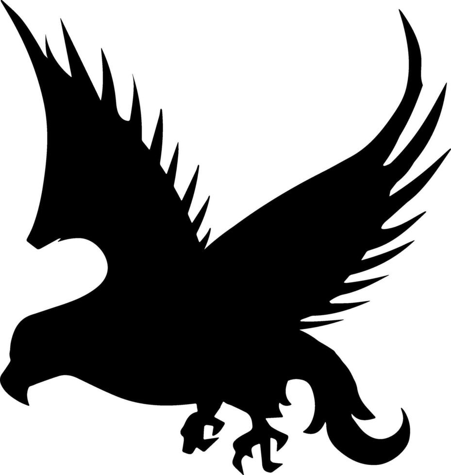A black silhouette of an eagle flying vector