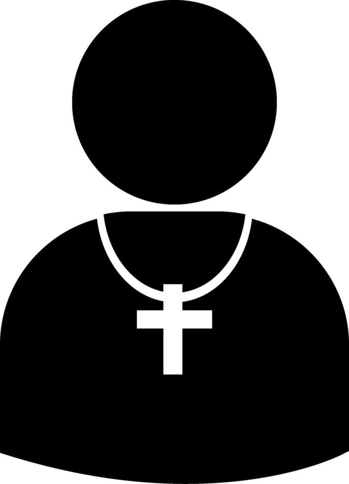 A black silhouette of a man wearing a cross vector