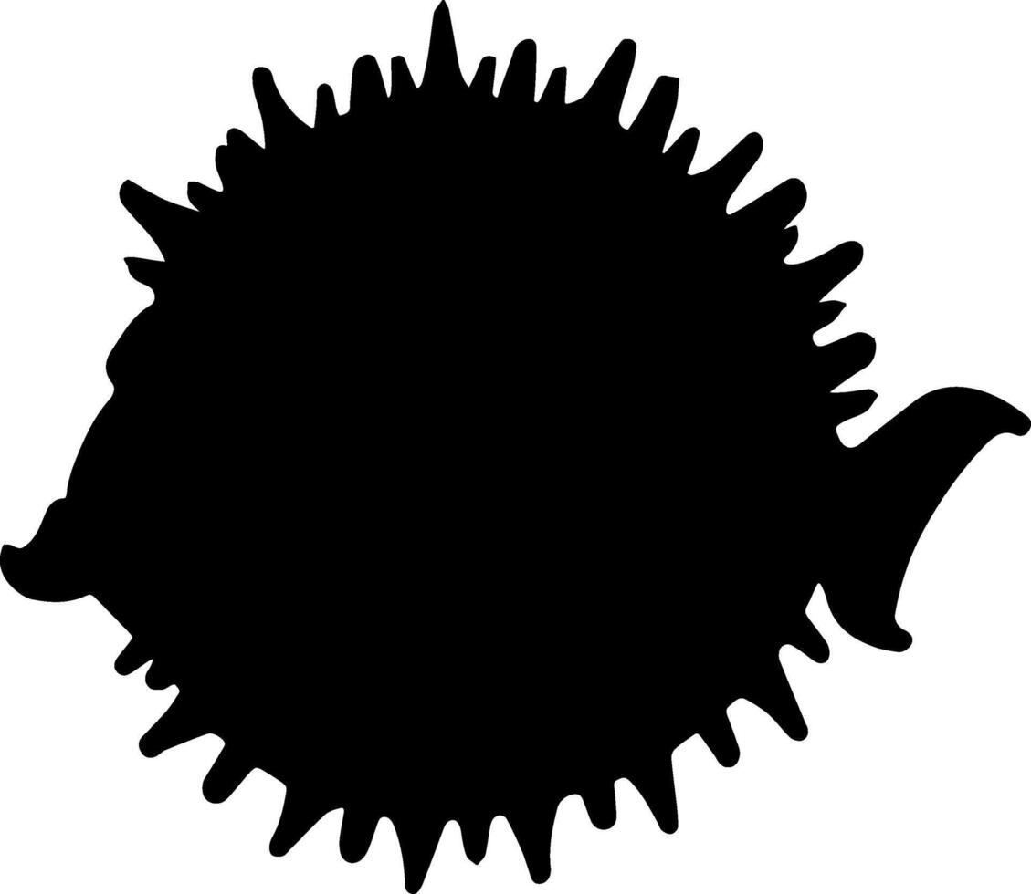 A black and white silhouette of a puffer fish vector