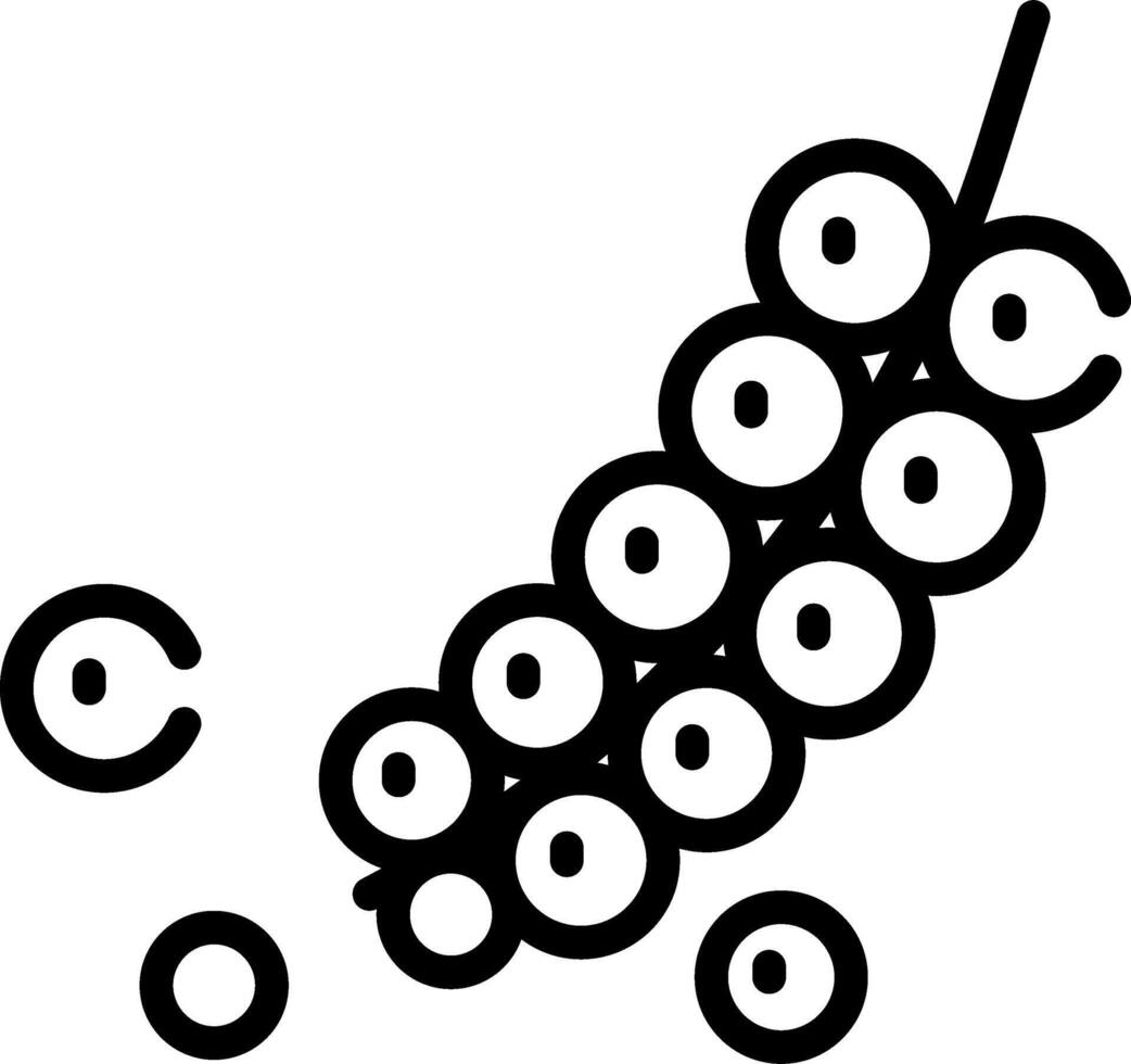 A black and white illustration of a bunch of grapes vector