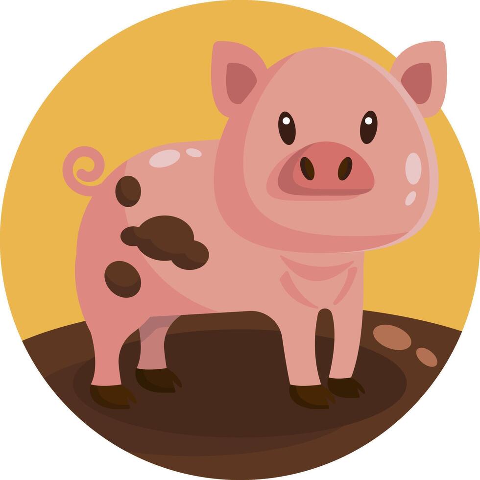 A cartoon pig standing in a mud puddle vector