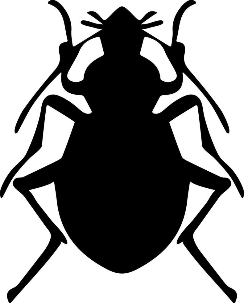 A black and white silhouette of a bug vector