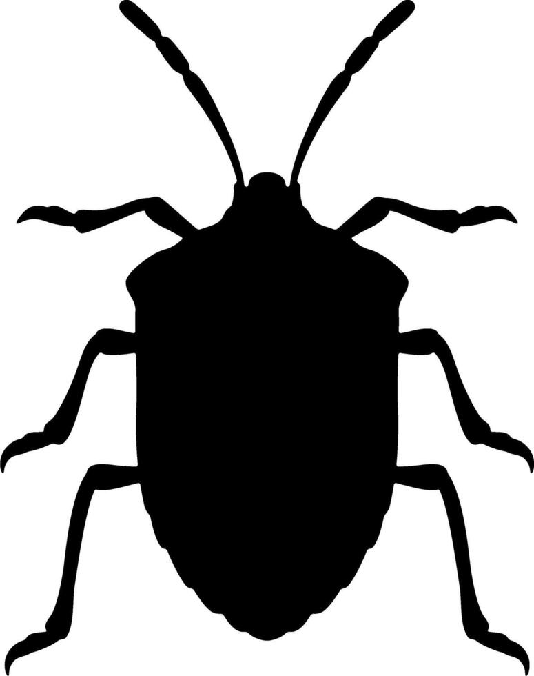 A black and white silhouette of a bug vector