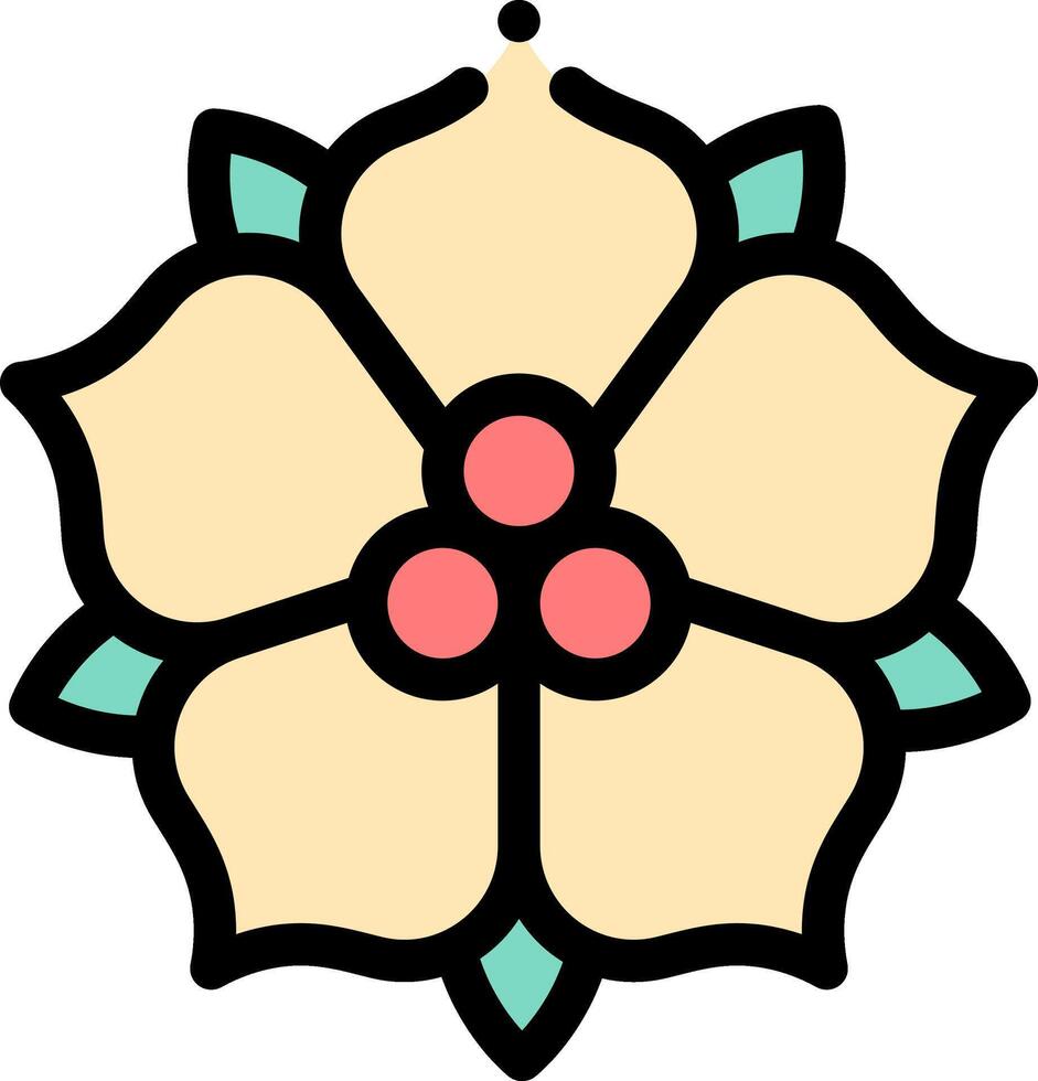 A flower with a green center and red dots vector