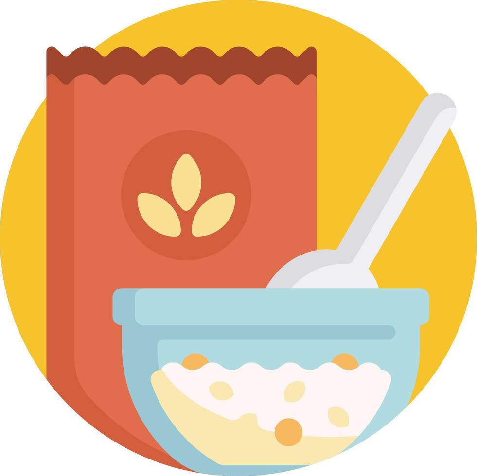 A bowl of cereal and a bag of cereal vector
