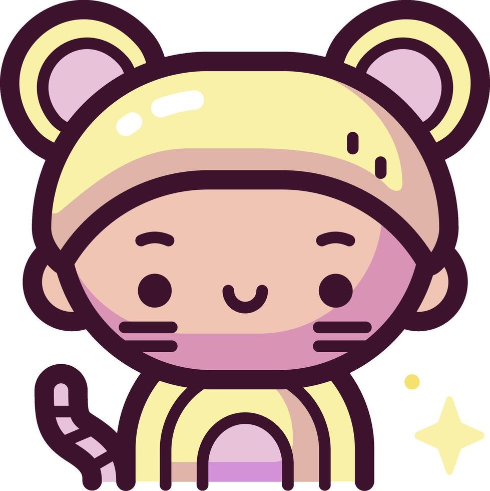 A cartoon character wearing a hat and a cat ears vector